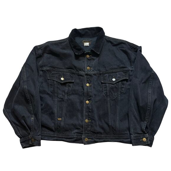 Marithe Francois Girbuad Faded Black Denim Trucker Jacket Sz M Corduroy Collar - Picture 2 of 8